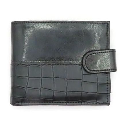Black Mock Croc Pattern Wallet 10 CM Mens Comes Boxed Gift Fathers Day Notes