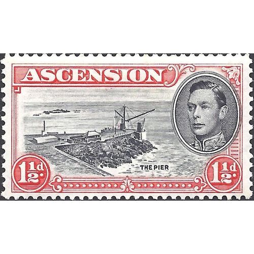 Ascension KGVI 1938 1½d Black & Vermilion Unmounted Mint NHM SG 40 Sc 42b stamp