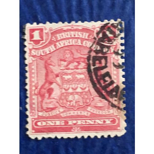 British South Africa Rhodesia QV 1898 1d Rose Used SG 77 stamp postage victoria