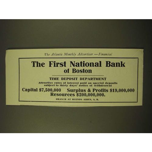 1918 The First National Bank of Boston Ad