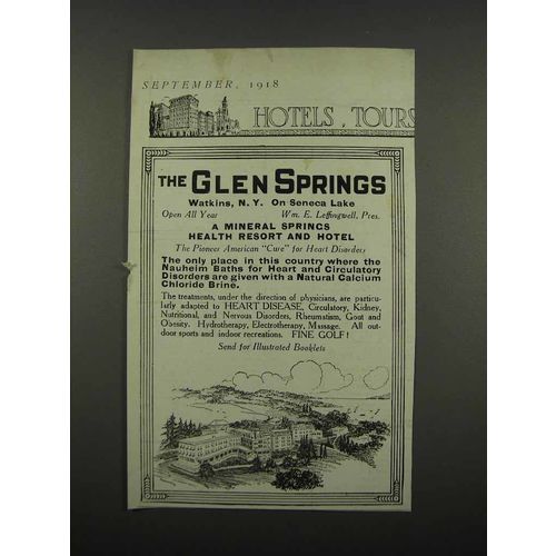 1918 The Glen Springs Ad - Watkins, N.Y.