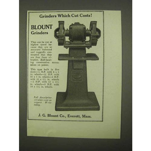 1922 J.G. Blount Grinders Ad - Grinders Which Cut Costs
