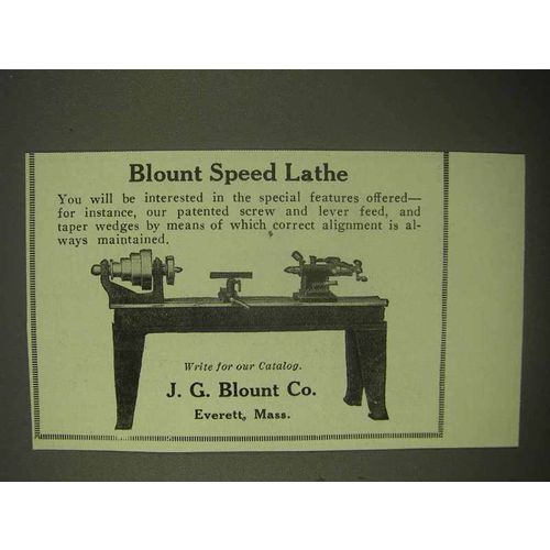 1922 J.G. Blount Speed Lathe Ad