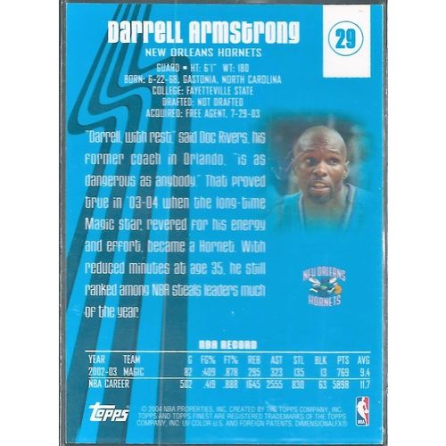 2004 Topps Finest 2002-03 - New Orleans Hornets Darrell Armstrong 29