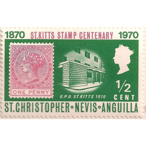 ST CHRISTOPHER, NEVIS, ANGUILLA, 100 years GPO, Victoria, 1970, ½c