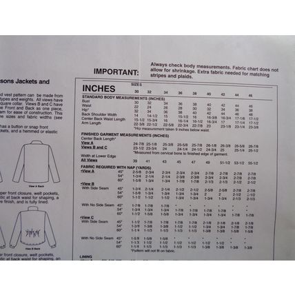 Ann Person Pattern 1038 Four Season Jacket Bust 30-46 Sewing