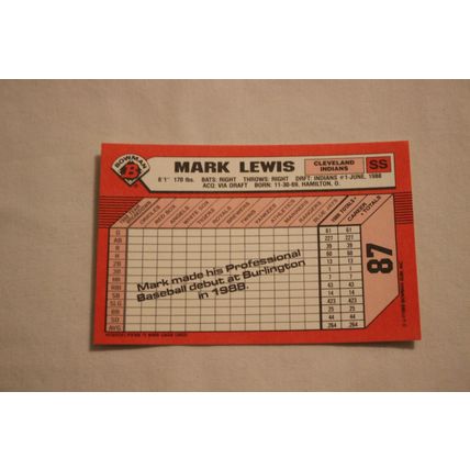 Mark Lewis 1989 Bowman TIFFANY NO. 87