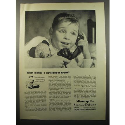 1950 The Minneapolis Star and Tribune Ad - What makes a newspaper great?
