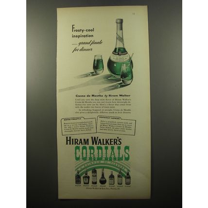 1950 Hiram Walker's Creme de Menthe Ad - Frosty-cool inspiration ..grand finale
