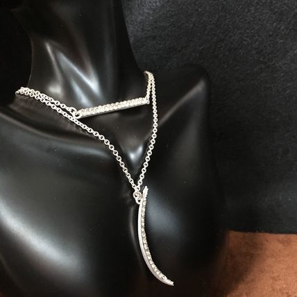 Rhinestone Bar and Moon Necklaces - Silver #355 USA Seller