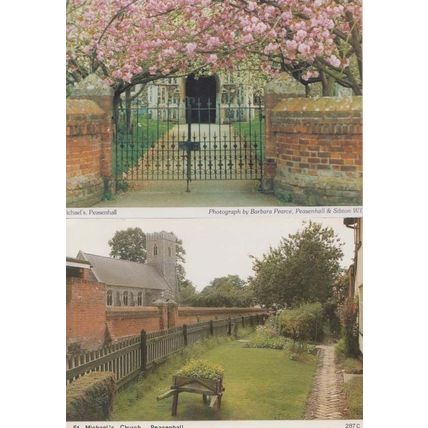 St Michaels Church Peasenhall Shrubbery 2x Suffolk Postcard