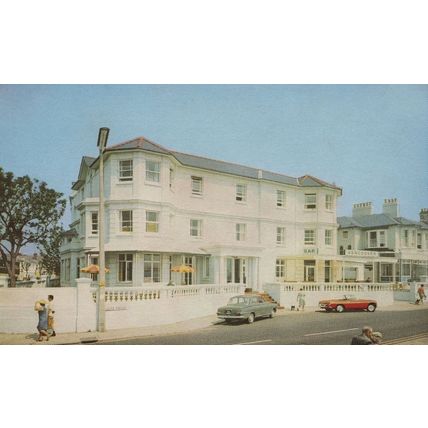 Hat Blowing Off at Sandown Hotel Isle Of Wight 1980s Postcard