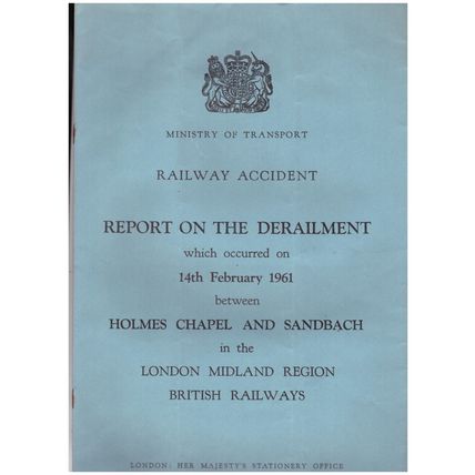 Railway Accident Report Derailment Holmes Chapel London Midland Region 14/2/61