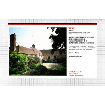 Boxley Kent House Sale Advert - 1991 Cutting