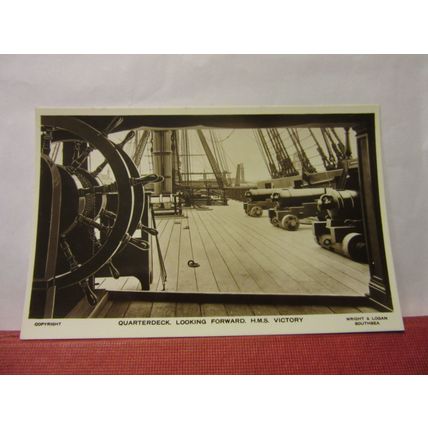 QUARTERDECK, H.M.S VICTORY, PORTSMOUTH unused vintage postcard RP =