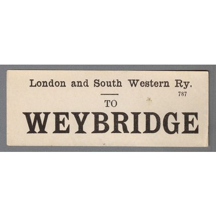 LONDON & SOUTH WESTERN RAILWAY LUGGAGE LABEL - WEYBRIDGE (Caps)