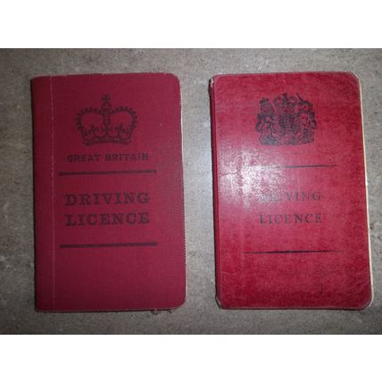 Lot of 2 Old Driving Licences Great Britain 1960's 1970's William Frederick Reid