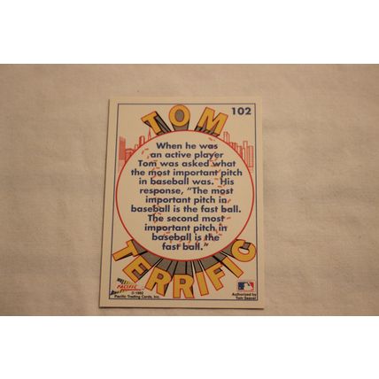 Tom Seaver 1992 Pacific TOM TERRIFIC N0. 102 THE MOST IMPORTANT PITCH