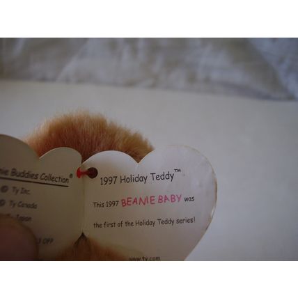 Ty Beanie Holiday Teddy BUDDY Christmas 1997 TAG ERROR 008421094264