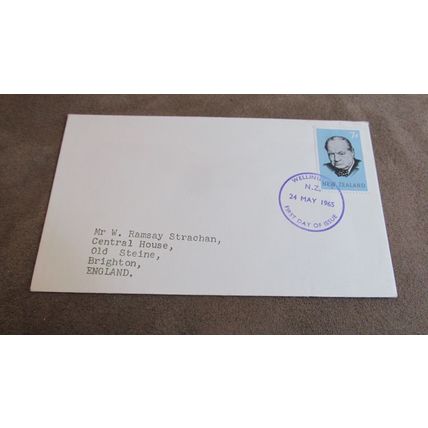 1965 New Zealand FDC Postal Cover - Winston Churchill portrait
