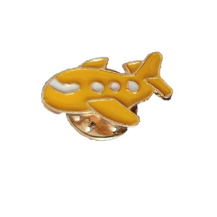 Yellow Airplane Pin Badge Butterfly Clip Cartoon Style Aviation Lapel Jet BA53