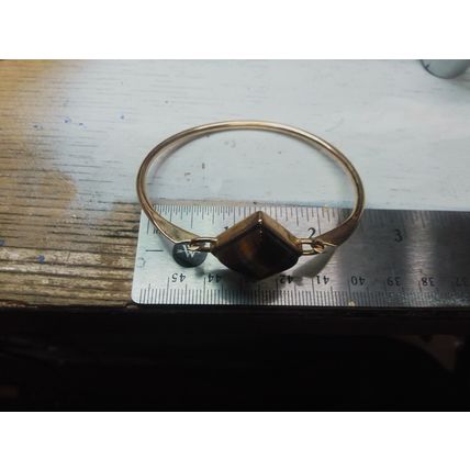 Vintage Signed Roman Gold Tone Bracelet With Tiger Eye