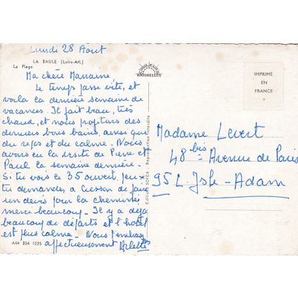 La Baule Plage France Postcard used creased