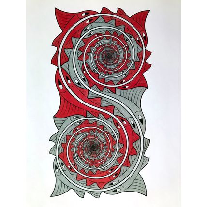 ESCHER print WHIRLPOOLS red black Vintage Escher Poster optic wall art large