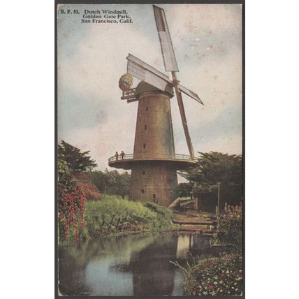 Dutch Windmill, Golden Gate Park, San Francisco CA, 1924 - Pacific Novelty Co PC