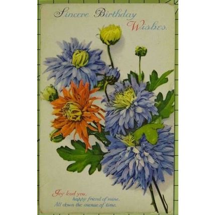 SINCERE BIRTHDAY WISHES, .JOY LEAD YOU....., 1929, Postcard