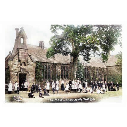 ptc1360 - Durham - Children & Teachers outside Brancepeth School - print 6x4