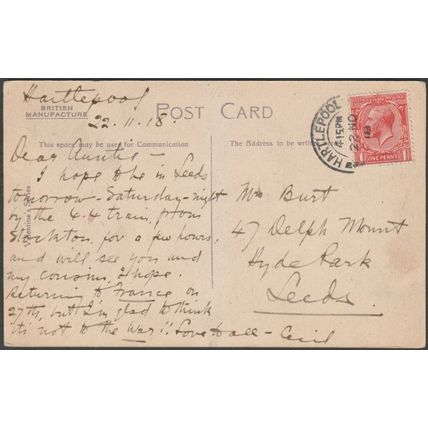Church Street, West Hartlepool, Durham, 1918 - Valentine's Postcard
