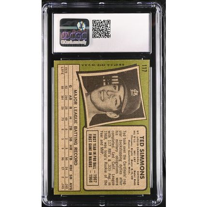 1971 Topps Ted Simmons Rookie #117 CGC 6.5 P1365