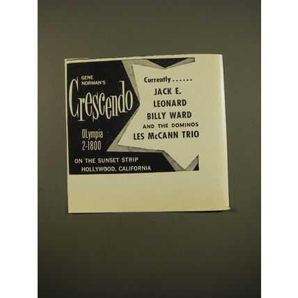 1961 Gene Norman's Crescendo Advertisement - Jack E. Leonard, Billy Ward