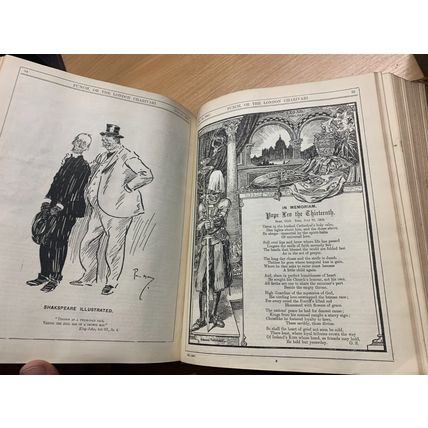 1903 PUNCH MAGAZINE BOUND VOLUMES HEAVY 2.9kg LEATHER ANTIQUE BOOK (P14)