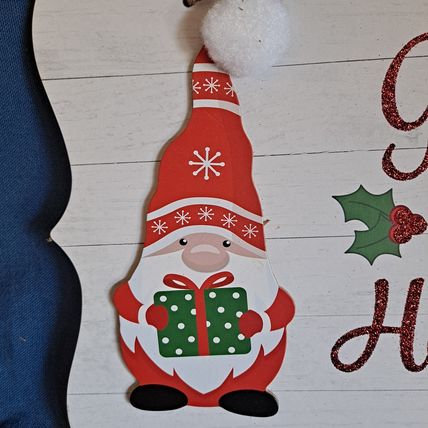New CHRISTMAS WALL HANGING "Gnome For The Holidays" Holiday Decor MDF