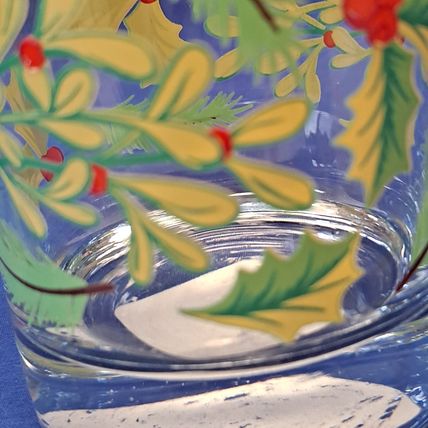 Lot 4 Royal Norfolk HOLLY BERRY Mistletoe GLASSES Christmas Tumblers 16 oz Drink