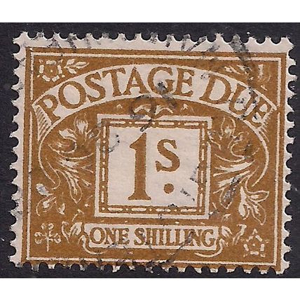GB 1960 QE2 1/-d Ochre Postage Due Used SG D64 Wmk 179 ( D1166 )