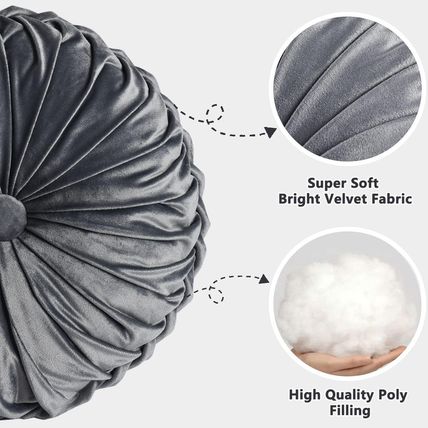 HIG Set of 2 Decorative round Pleated Throw Pillows, Classy Accent Pumpkin Throw