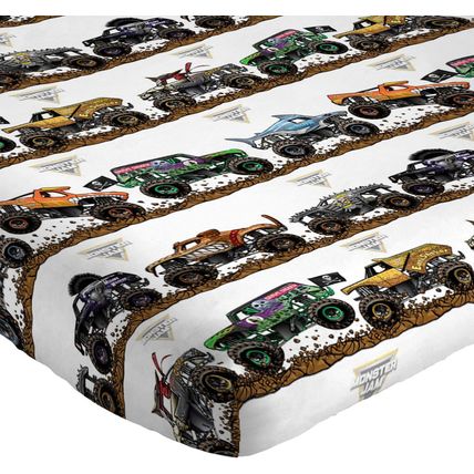 Jay Franco Monster Jam Tracks Queen Sheet Set - 4 Piece Set Super Soft and Cozy