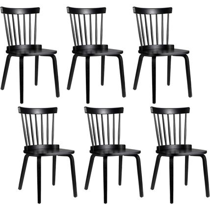 Unovivy Wood Dining Chairs Set of 6, Windsor Farmhouse Spindle Back, Widen Seat,