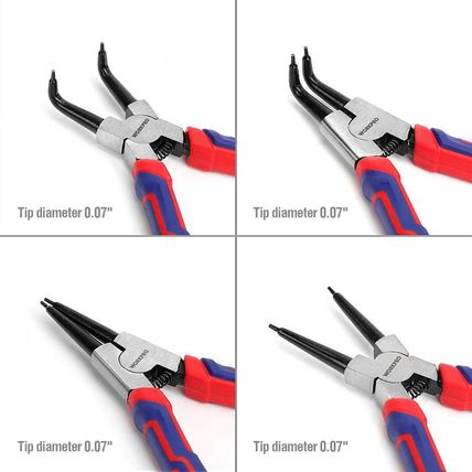 WORKPRO 4-Piece Snap Ring Pliers Set - Heavy Duty 7-Inch Internal/External Circl