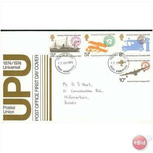 GB FDC 1974 - Universal Postal Union - Rugby Warks