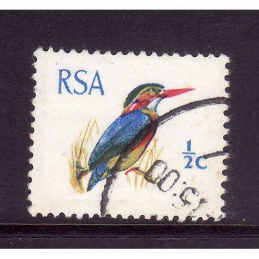 SOUTH AFRICA 1969 SG 276 1/2c AFRICAN PYGMY KINGFISHER FINE USED#3