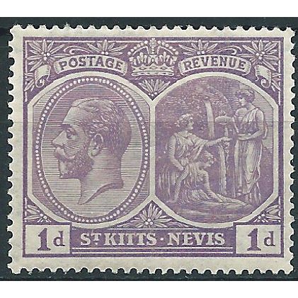 St Kitts-Nevis 1929 SG39a 1d Pale Violet Mounted Mint .. ..