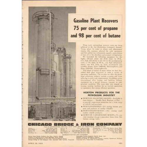 chicago bridge iron company 1950 gasoline plant propane oil vintage ad