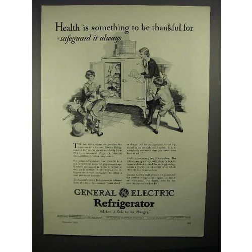 1928 General Electric Refrigerator Ad - Be Thankful