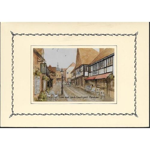 Farnham, Surrey - Lion & Lamb Courtyard - quality art postcard c.1980s