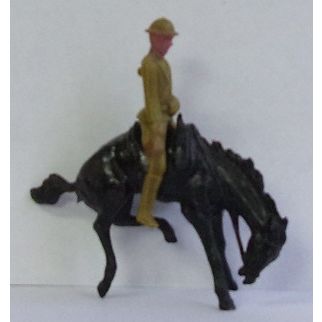 VINTAGE Plastic ' SOLDIER on BUCKING HORSE figure ' ( 1940s )