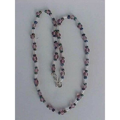 Carnival Glass Necklace Beaded Faceted Amethyst Necklace 16"